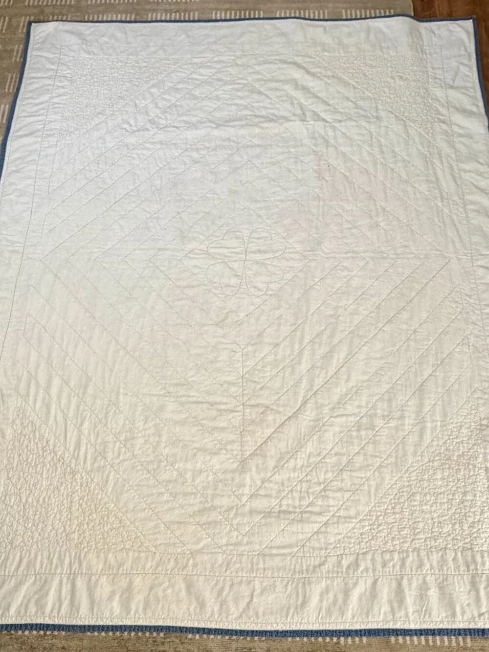 Vintage Red, White & Blue 9-Block Patchwork Quilt – Machine Stitched – 70